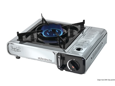 Fornello portatile per bomboletta a cartuccia incorporata