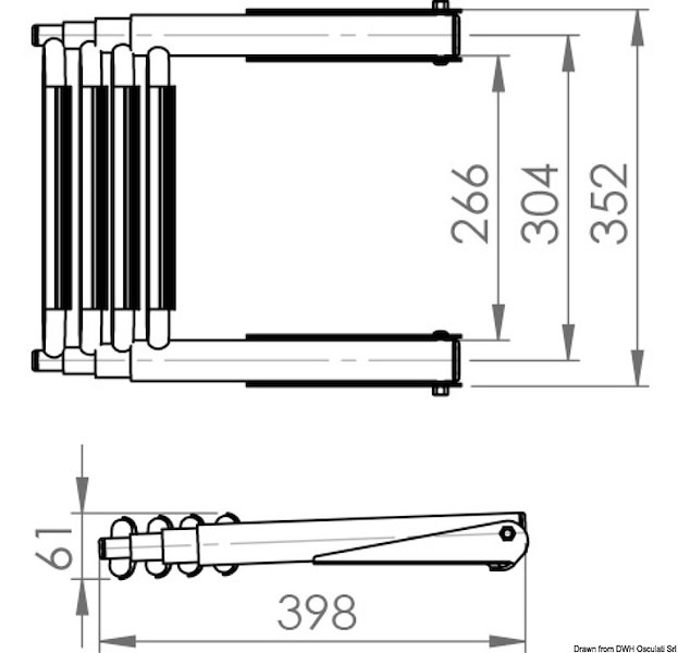 Scaletta telescopica BIG 4 gradini sovraplancetta slide-out 