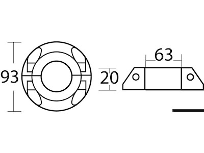Anodo collare compatibile con eliche Max-Prop Ø60 90x204 mm 