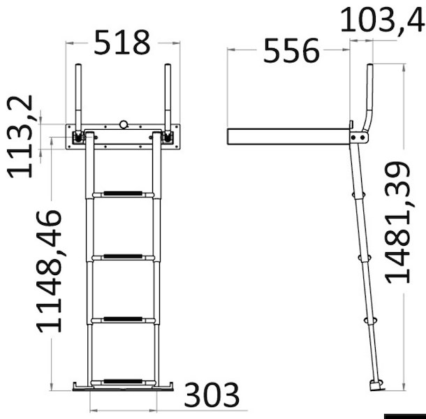 Scaletta a scomparsa per plancetta 4 gradini EasyUp 