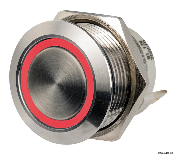 Interruttori Pushpull a basso profilo in acciaio inox 12/24V 20 A