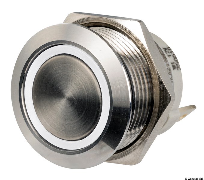 Interruttori Pushpull a basso profilo in acciaio inox 12/24V 20 A