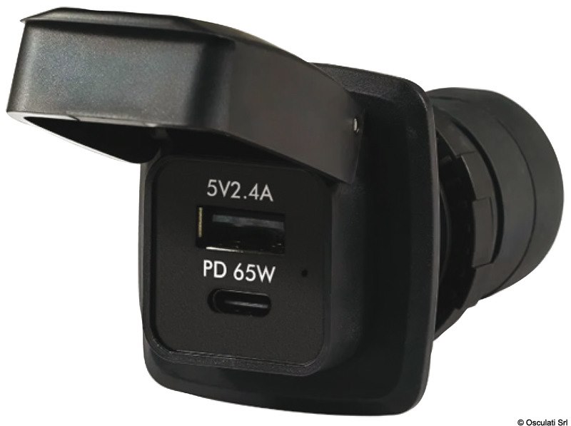Presa stagna USB-A + USB+C PD 65W 