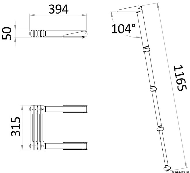Scalette telescopiche Java con gradini in teak
