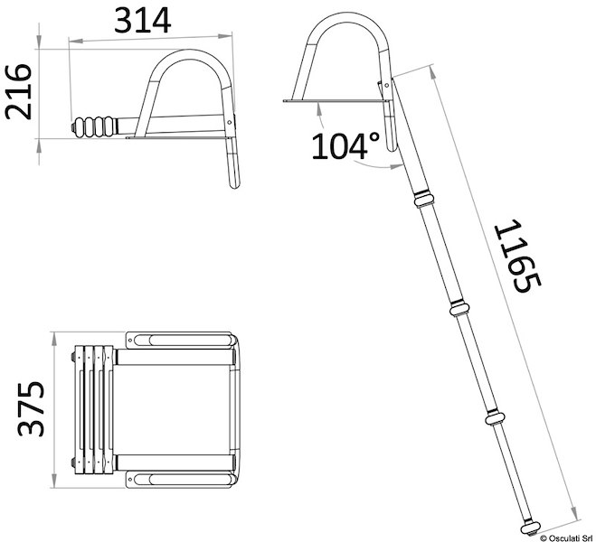 Scalette telescopiche Java con gradini in teak