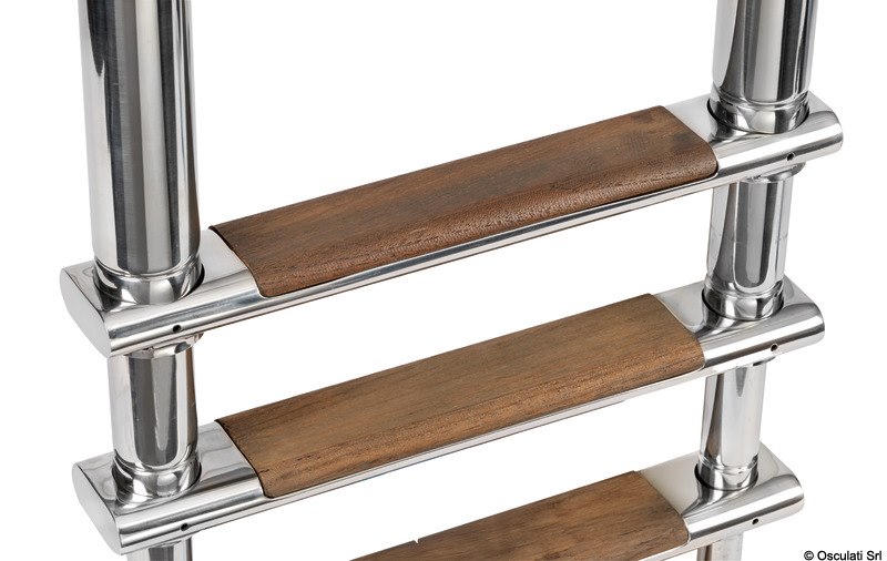 Scalette telescopiche Java con gradini in teak