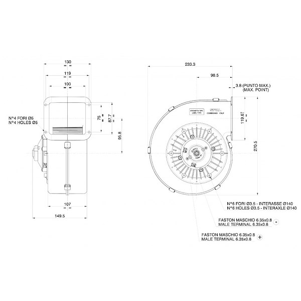 ASPIRATORE PORTATA 750 MC/ORA