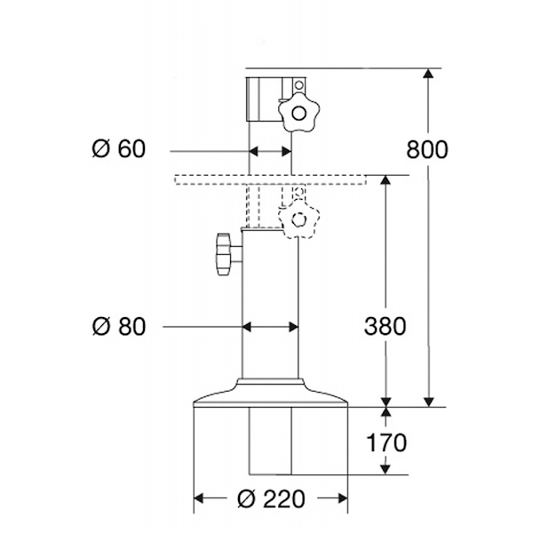 SUPPORTO TELESCOPICO MM.380/800
