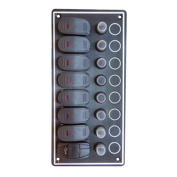 PANNELLO A 7 INTERRUTTORI CON USB