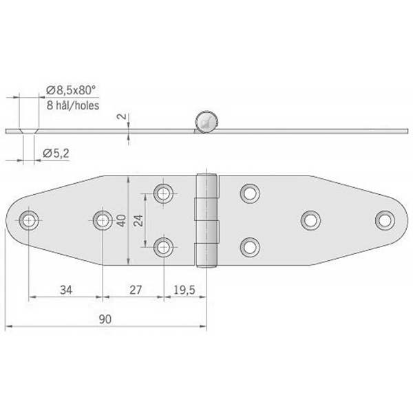 CERNIERA INOX MM.180X40