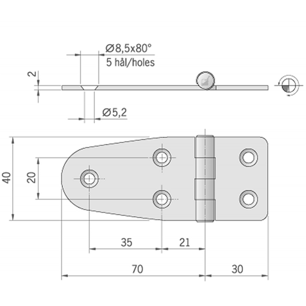 CERNIERA INOX MM.100X40