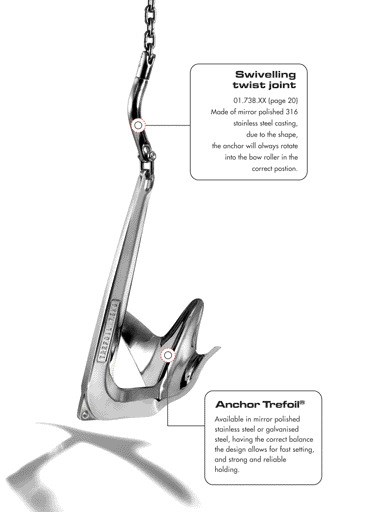 Ancora Trefoil® in acciaio inox AISI 316 lucidato a specchio