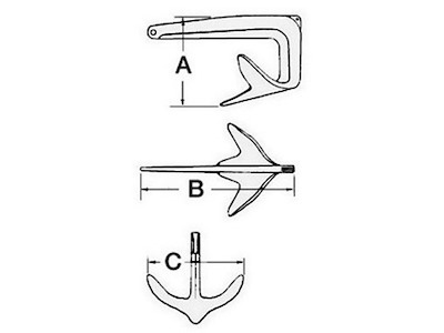 Ancora Trefoil® versione pieghevole  in acciaio fuso e zincato a caldo