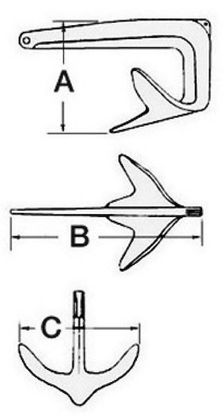 Ancora Trefoil® versione pieghevole  in acciaio fuso e zincato a caldo