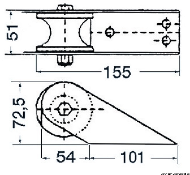 Musone di prua inox 155 x 51 mm 