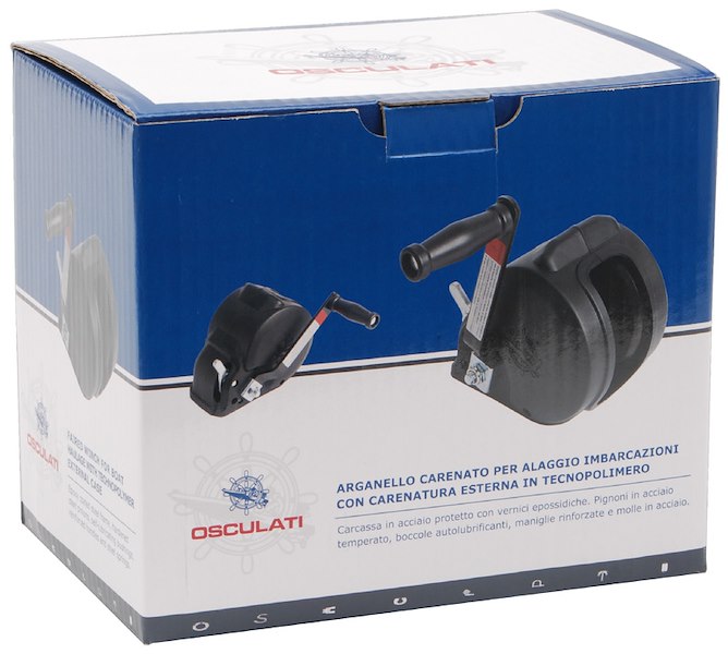 Arganello carenato per alaggio imbarcazioni con carenatura esterna in tecnopolimero