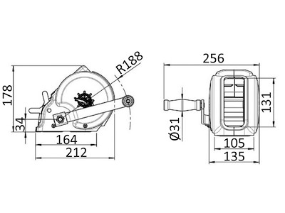 Arganello carenato per alaggio imbarcazioni con carenatura esterna in tecnopolimero