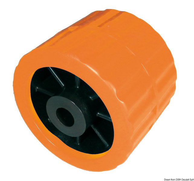 Rullo laterale con anima in tecnopolimero ed esterno in composito polipropilene/gomma
