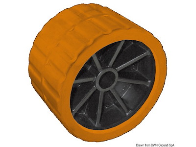 Rullo laterale con anima in tecnopolimero ed esterno in composito polipropilene/gomma