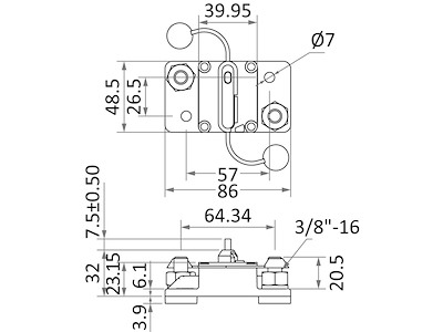 Interruttore magnetotermico stagno di protezione per verricello, elica di prua e passerella