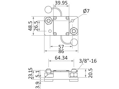 Interruttore magnetotermico stagno di protezione per verricello e elica di prua