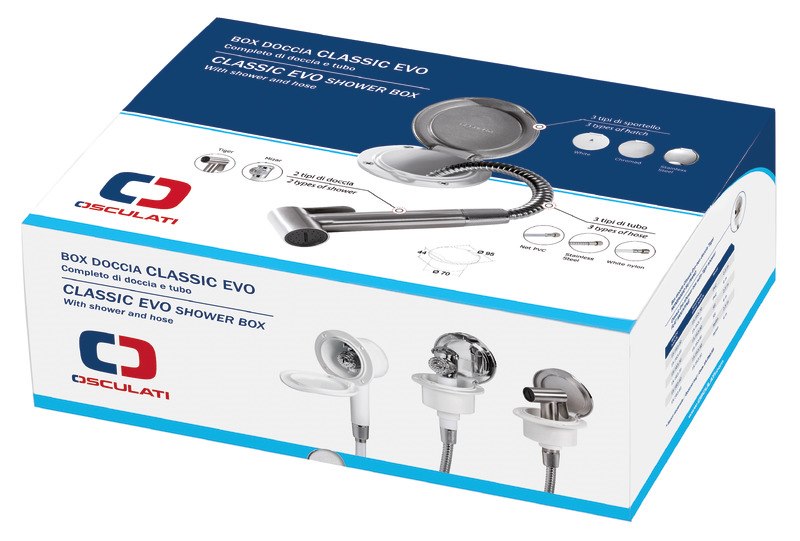 Box doccia Classic Evo a parete con doccia a pulsante Mizar