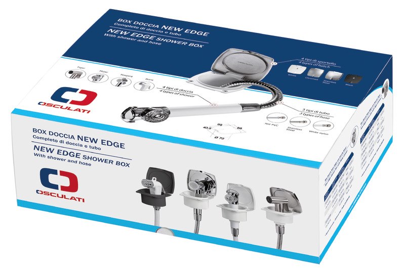 Box doccia New Edge con doccia a pulsante Mizar