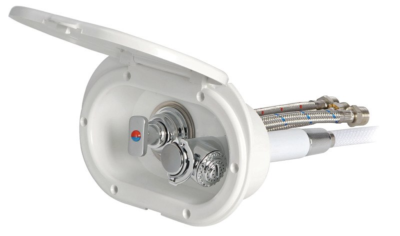 Box doccia Oval con miscelatore e doccia a pulsante Mizar