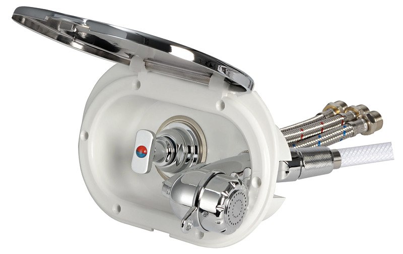 Box doccia Oval con miscelatore e doccia a pulsante Desy