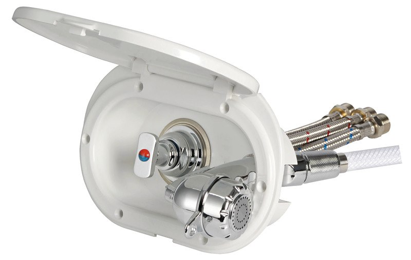 Box doccia Oval con miscelatore e doccia a pulsante Desy