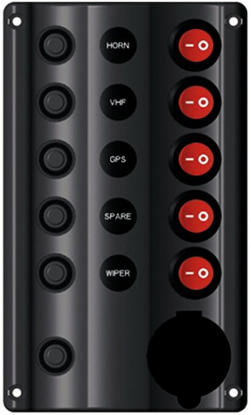 Pannello elettrico Wave Design con interruttori a bascula con LED