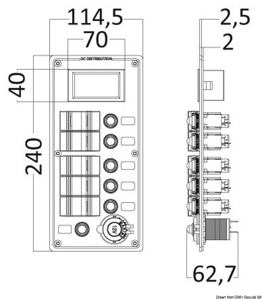 Pannello elettrico PCAL voltmetro digitale 9/32 V 