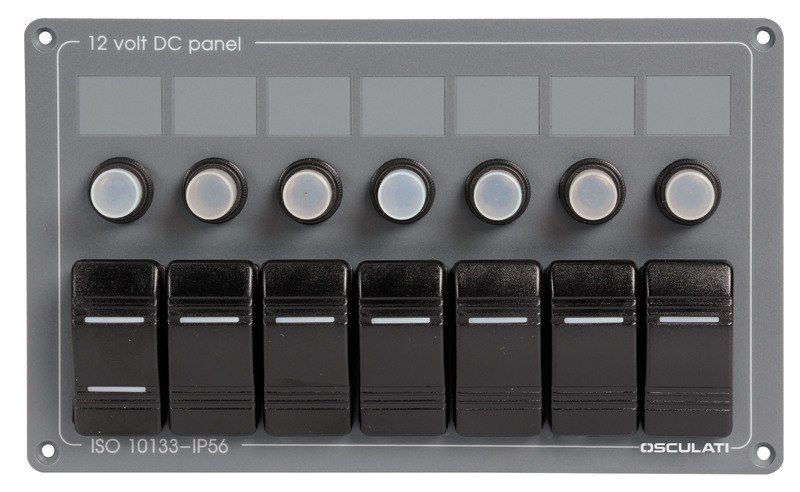 Pannello elettrico in alluminio con frontale in policarbonato grigio