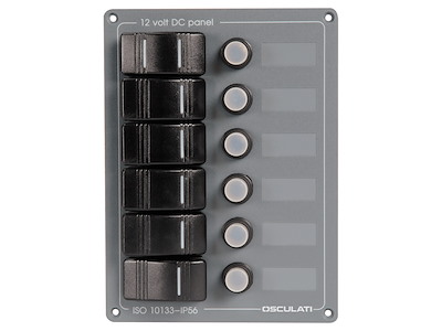 Pannello elettrico in alluminio con frontale in policarbonato grigio