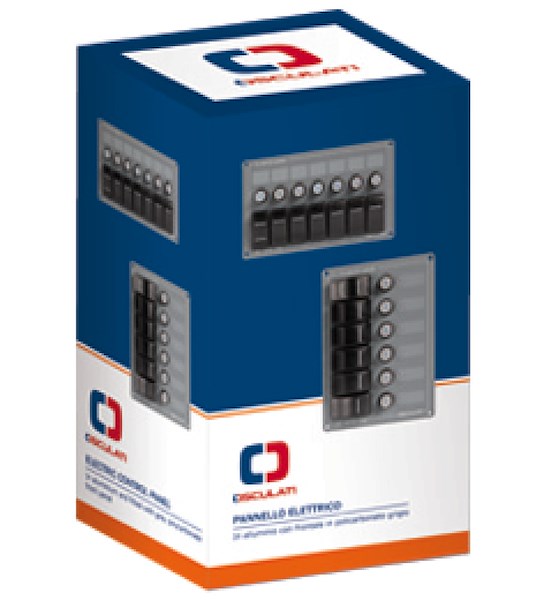 Pannello elettrico in alluminio con frontale in policarbonato grigio