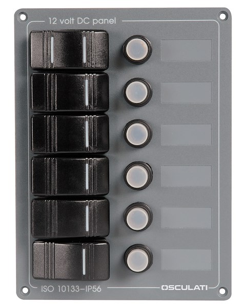 Pannello elettrico in alluminio con frontale in policarbonato grigio