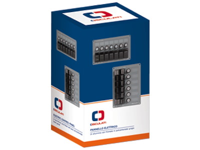 Pannello elettrico in alluminio con frontale in policarbonato grigio