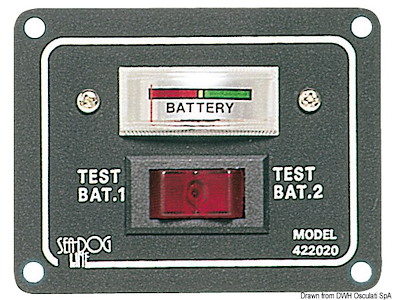 Pannello- test per 2 batterie con interruttore per azionarlo