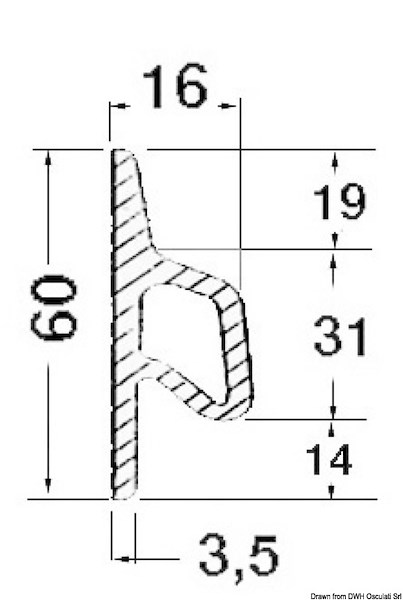 Profilo paraspruzzi, parabordo in EPDM