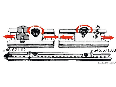 Sistema a rotaie con scorrevoli per capottine