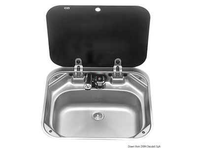 Lavello in acciaio inox SMEV con coperchio in vetro temperato fumé