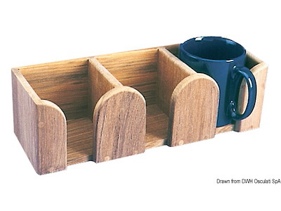 Porta tazze 3 posti teak 