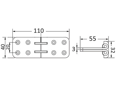 Cerniera tavolo in acciaio inox AISI 316L 