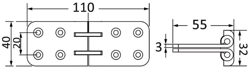 Cerniera tavolo in acciaio inox AISI 316L 