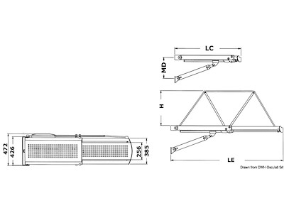 Passerella idraulica telescopica BRIDGE con struttura in acciaio inox AISI 316 lucidato a specchio