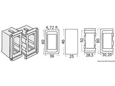 Cornice per interruttori in plastica