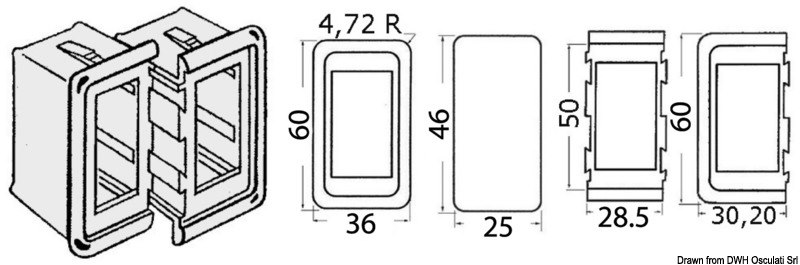 Cornice per interruttori in plastica