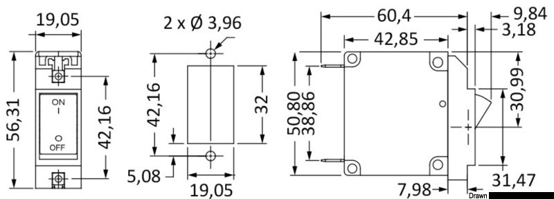Interruttore AIRPAX/SENSATA a levetta magneto/idraulici con fusibile automatico ricaricabile
