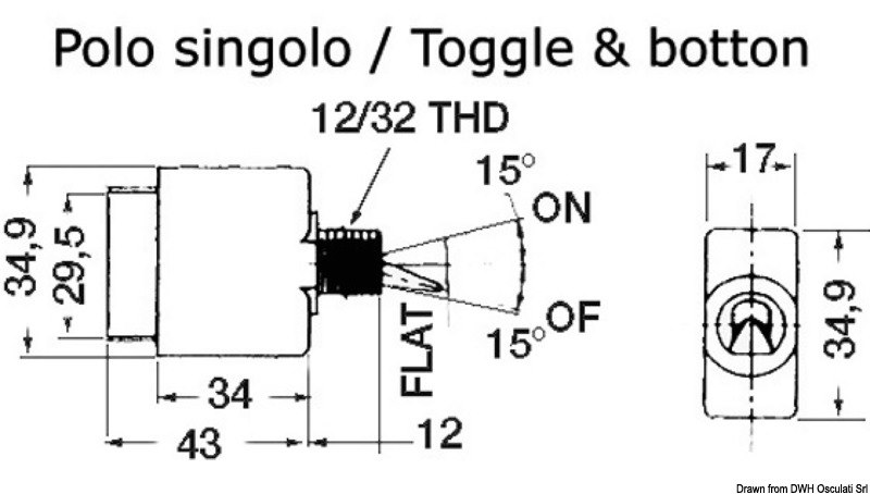 Interruttore AIRPAX/SENSATA a levetta magneto/idraulici con fusibile automatico ricaricabile