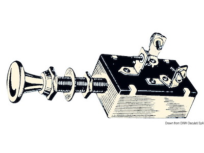 Interruttore a 3 posizioni, pannello ottone cromato.